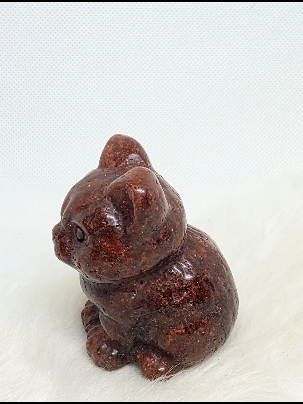 Strawberry Quartz Cat Carving | Natural Crystal Cat Figurine | Pet